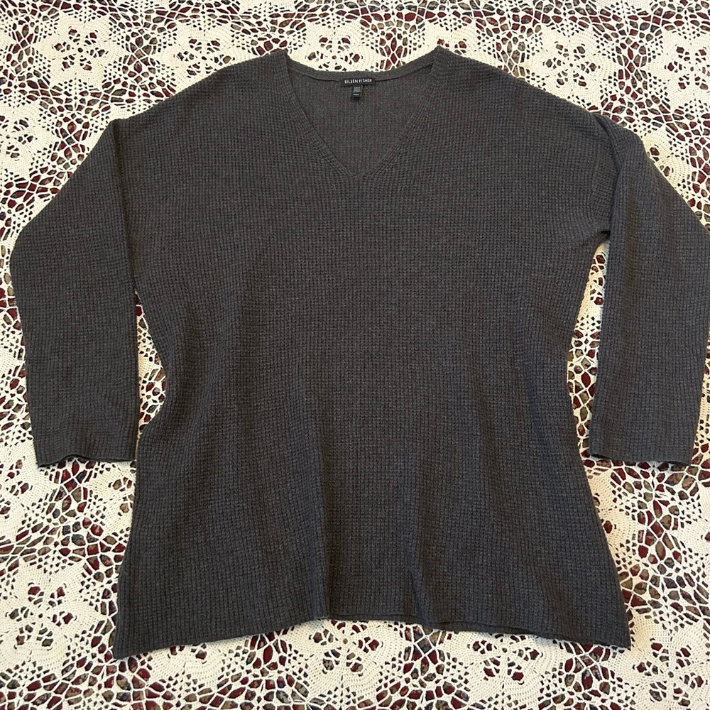 Eileen Fisher Charcoal V-Neck Sweater